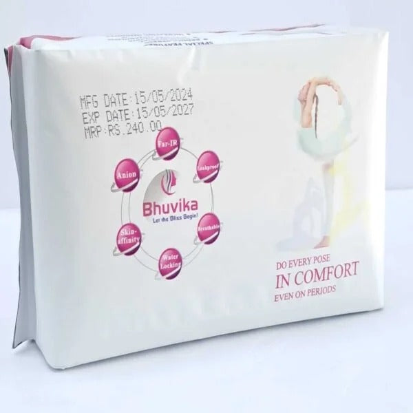 Bhuvika Organic Sanitary Napkins, Large 290mm, 8 Pieces | Reduces stress, fights bacteria, eliminates odour, boosts metabolism and balance hormones