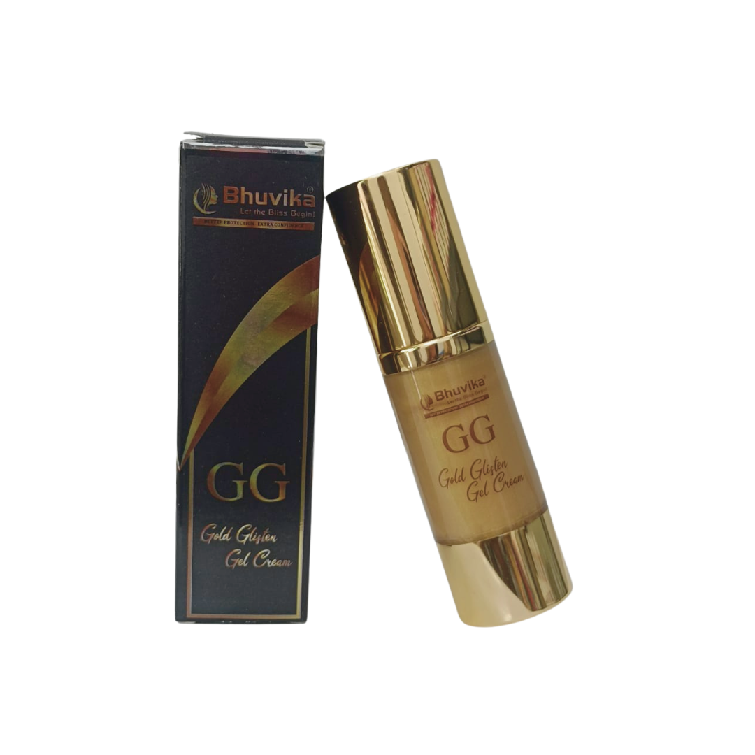 Bhuvika Gold Glisten Gel Cream | Instant Glow & Radiance | Hydrating Gold Shimmer Face Cream | With Vanilla & Cocoa Butter | Highlighter & Skincare | 30g