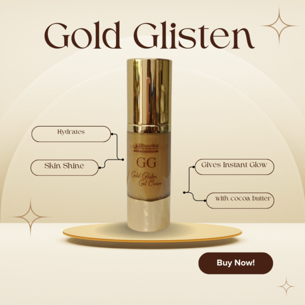Bhuvika Gold Glisten Gel Cream | Instant Glow & Radiance | Hydrating Gold Shimmer Face Cream | With Vanilla & Cocoa Butter | Highlighter & Skincare | 30g - Image 2