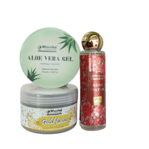 Gold  Facial powder+aloevera gel (150 gms)+Rose water 120 ml