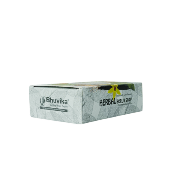 Bhuvika Herbal Scrub Soap 150g | 100% Natural & Handmade | Extreme Healing Benefits | Exfoliating & Nourishing Bath Bar for Smooth, Glowing Skin | Suitable for all skin types - Image 4
