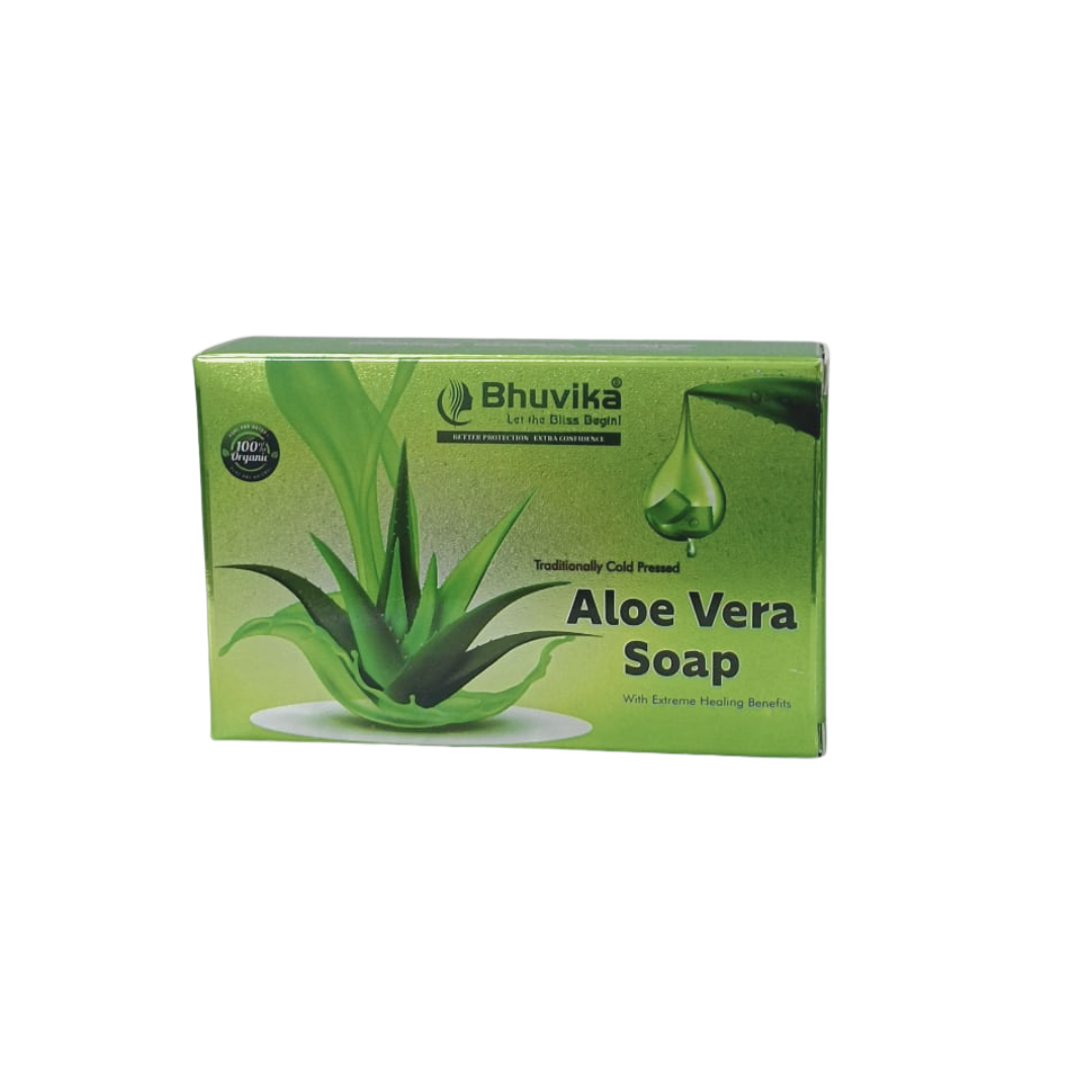Bhuvika Aloe Vera Soap – Cold Pressed, Handmade Bath Bar with Pure Aloe Vera Oil & Coconut Oil | Natural, Gentle & Moisturizing soap for All Skin Types | 150g | Natural aroma fragrance