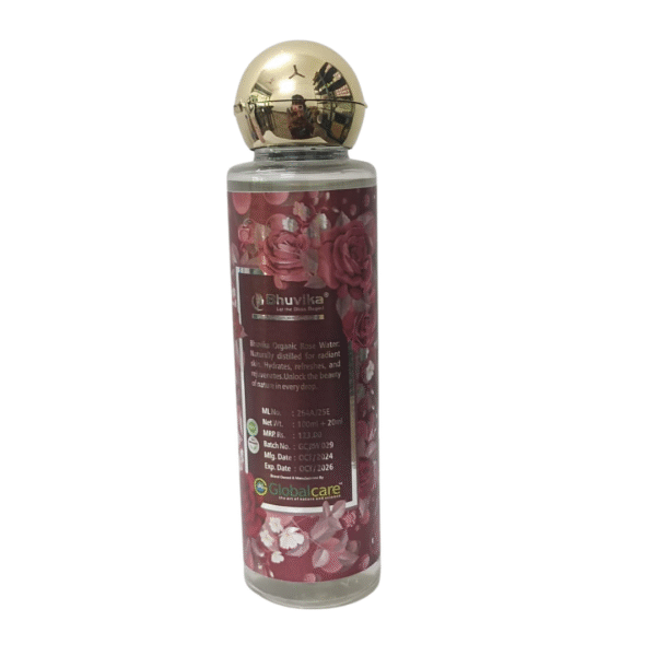 Bhuvika Organic Rose Water – 100ml + 20ml Extra | Natural Skin Toner & Refresher | Hydrating & Revitalizing Face Mist for Radiant Glow | Paraben-Free | Suitable for All Skin Types - Image 3