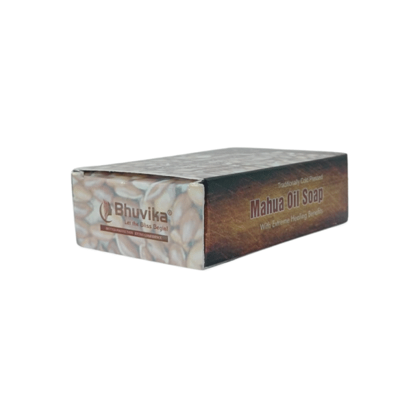 BhuvikaMahua Oil Soap 150g | 100% Natural & Handmade | Traditionally Cold Pressed with Mahua Oil, Coconut Oil, Castor Oil, Soda Crystals & Natural Aroma | Gentle Herbal Bath Bar - Image 4