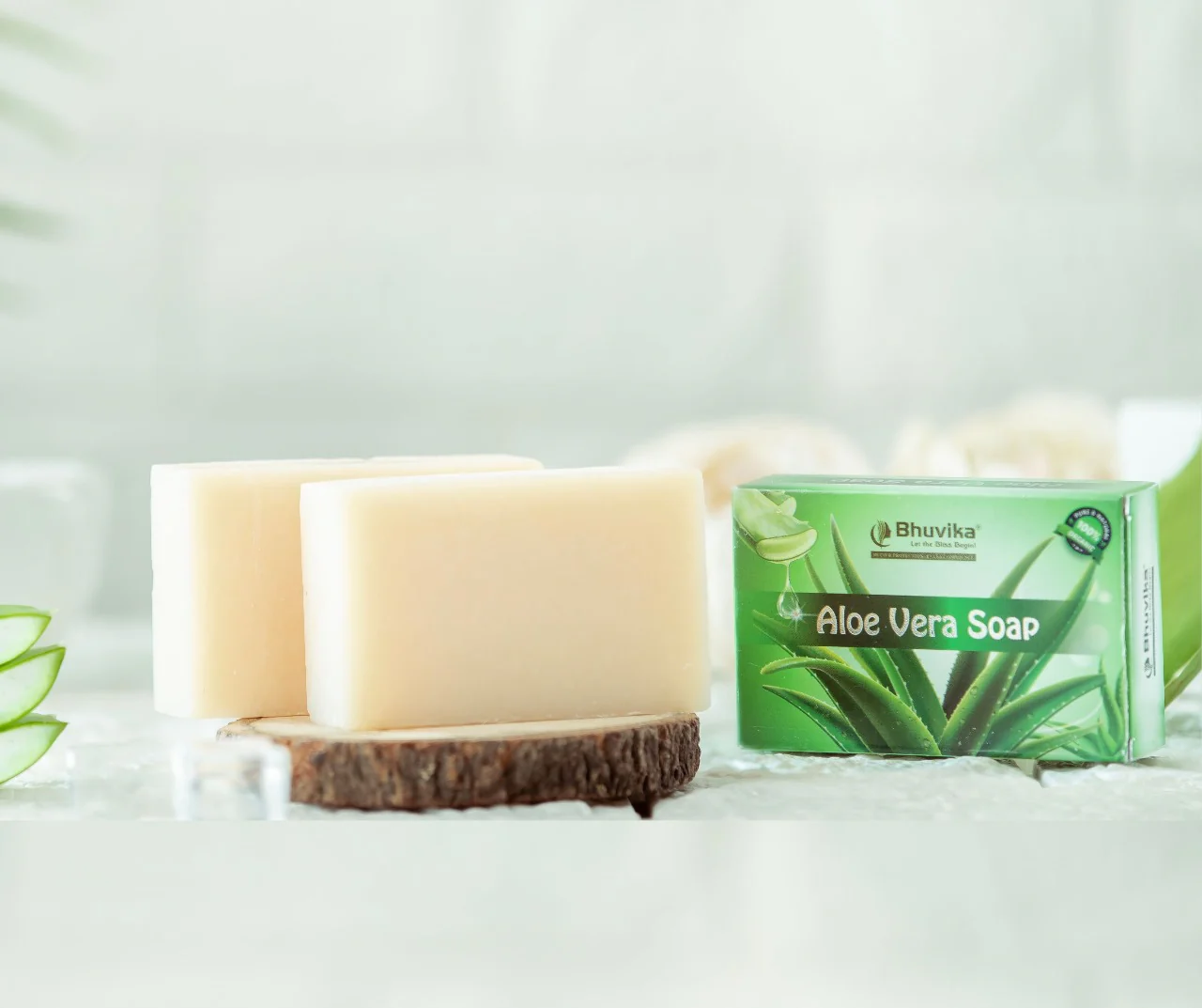Bhuvika Aloe Vera Soap – Cold Pressed, Handmade Bath Bar with Pure Aloe Vera Oil & Coconut Oil | Natural, Gentle & Moisturizing soap for All Skin Types | 150g | Natural aroma fragrance