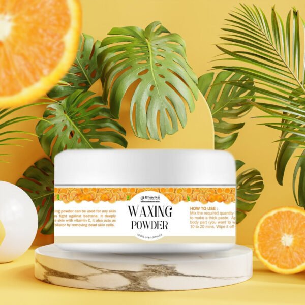 Bhuvika Waxing Powder | 100% Handmade with Sandalwood, Rice Flour, Orange Peel Formula, Fuller's Earth Powder, Rose Powder, and Wax Components | Easy to use
