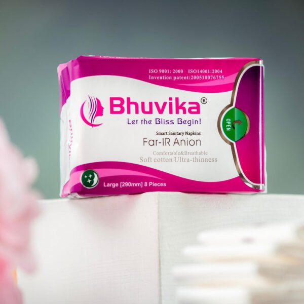Bhuvika Organic Sanitary Napkins,  Large 290mm, 8 Pieces | Reduces stress, fights bacteria, eliminates odour, boosts metabolism and balance hormones