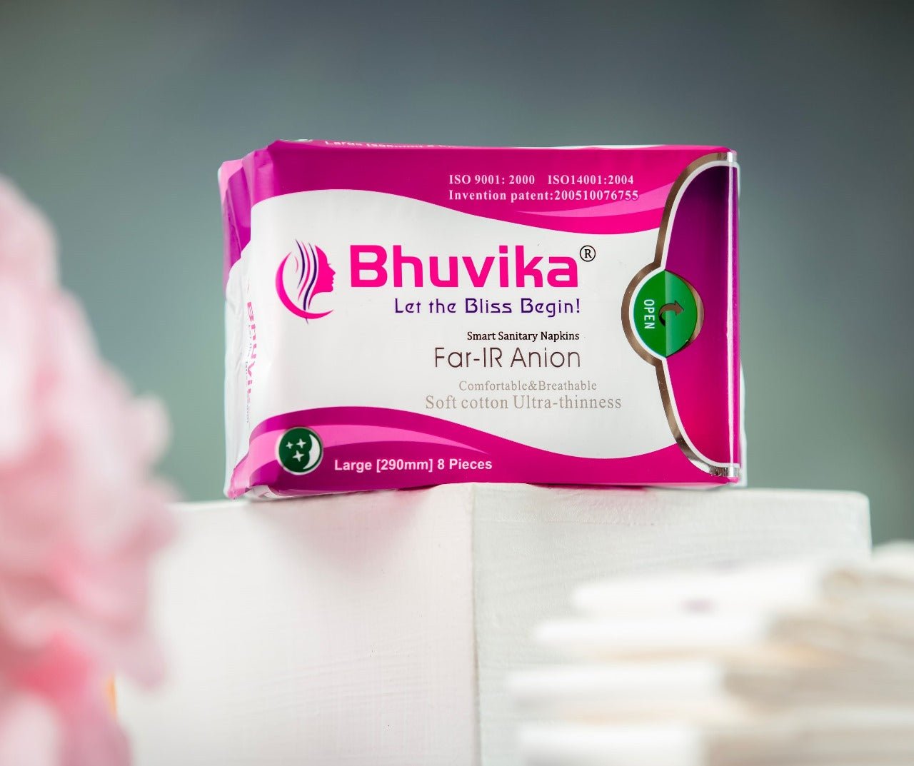 Bhuvika Organic Sanitary Napkins,  Large 290mm, 8 Pieces | Reduces stress, fights bacteria, eliminates odour, boosts metabolism and balance hormones