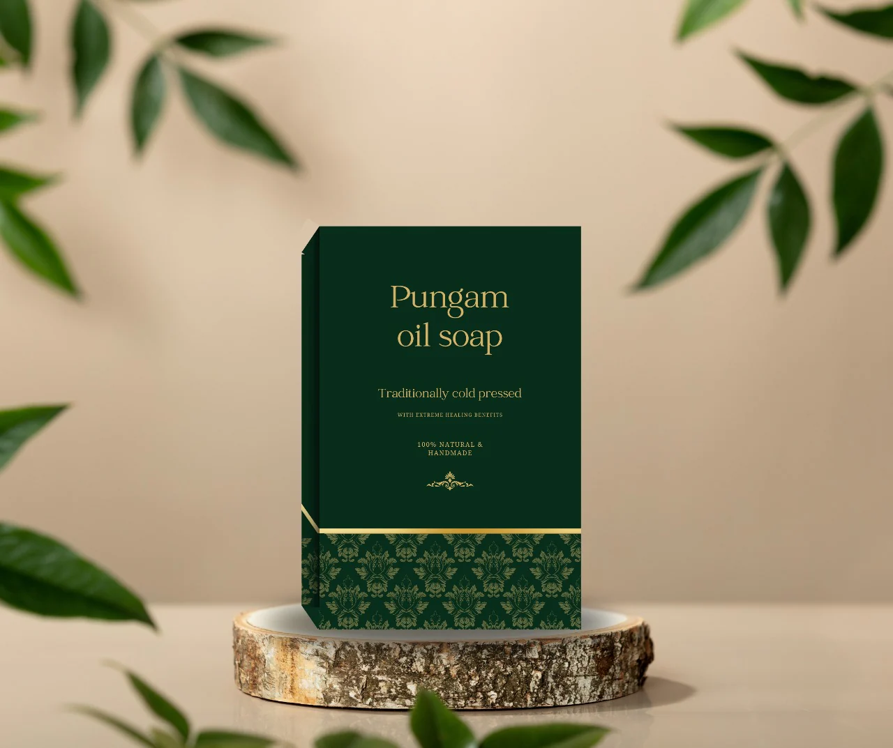 Pungam Oil Soap, Traditional Cold-Pressed, 100% Natural Handmade | Ingredients: Pungam Oil, Coconut Oil, Castor Oil, Soda Crystals, and Natural Aroma