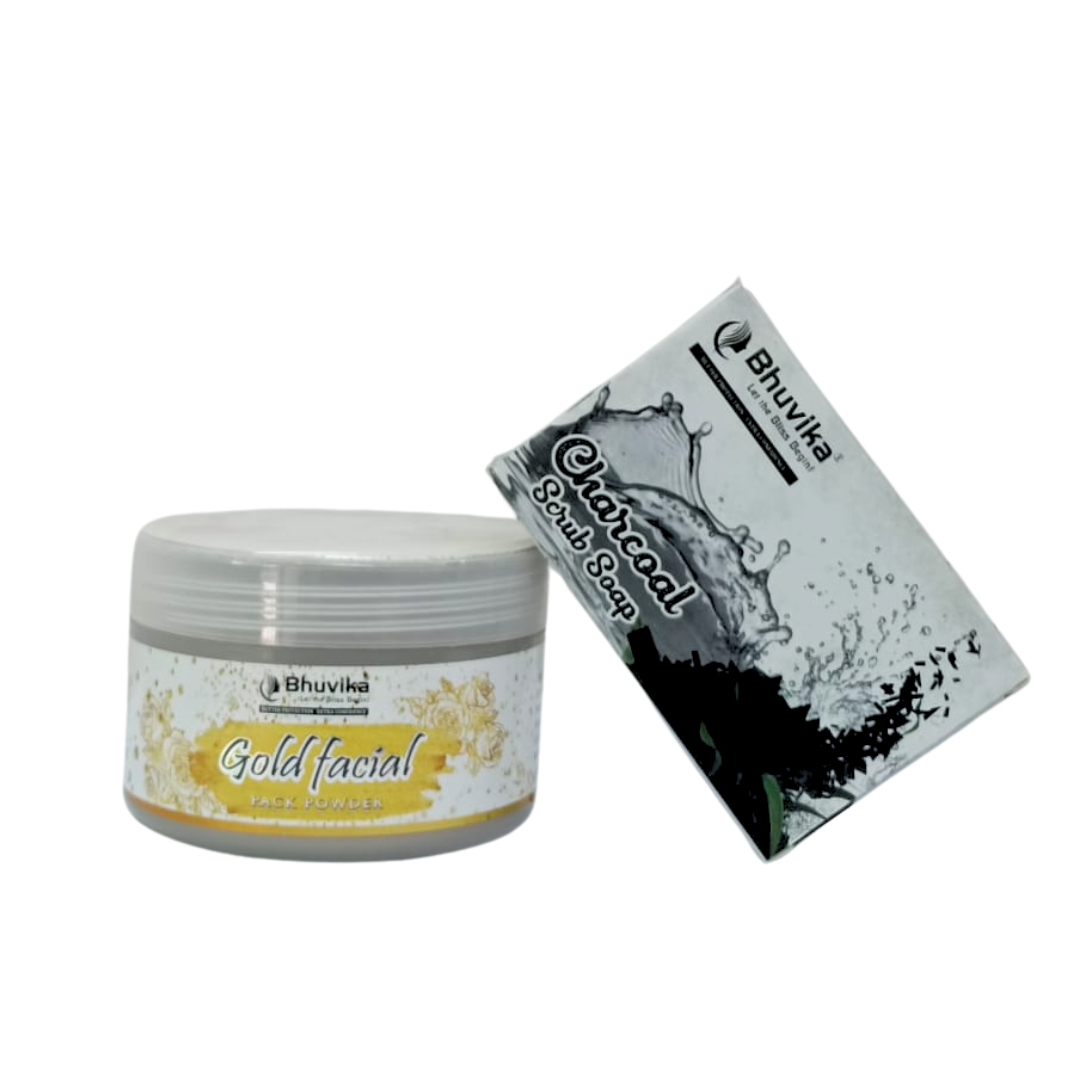 Gold  Facial powder+Charcoal Soap