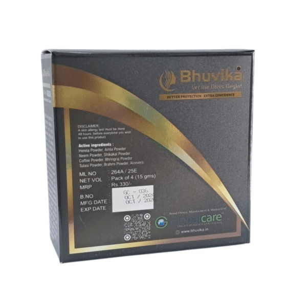 Bhuvika Natural Hair Colour Powder with Henna, Amla, Neem, Shikakai, and Coffee, 15g, Pack of 4 | Natural alternative to chemical hair dyes | Suitable for all hair types - Image 2