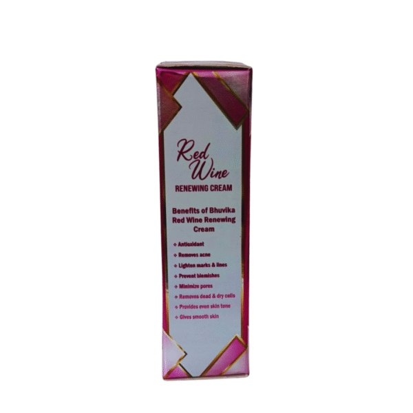 This renewing cream, enriched with red wine extract, helps reduce marks, fine lines, and uneven skin tone. Its antioxidant-rich formula smooths, hydrates, and refines the skin for a radiant, youthful glow with daily use. - Image 3